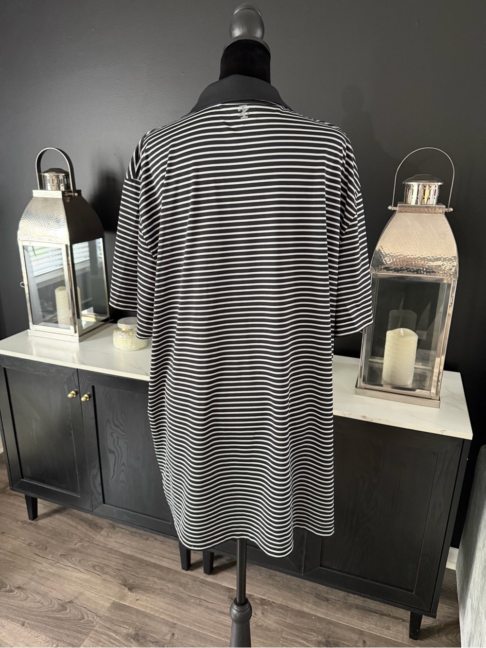 IZOD Golf Black White Striped Performance Polo Shirt XXL - Picture 4 of 5